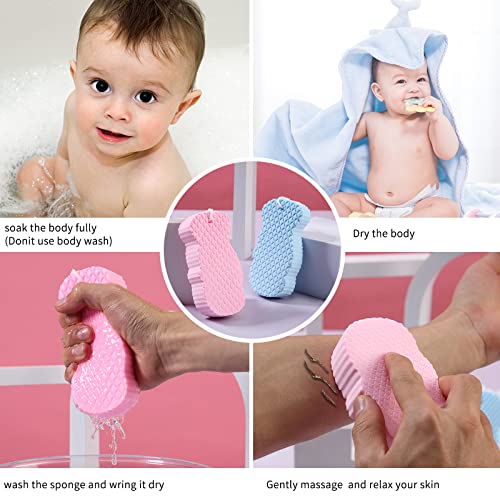 Xjsgs Exfoliating Bath Sponge 2Pcs,3D Shower Brush With Sticky Hook,Spongelle For Baby, Kids, Adults #TOP1