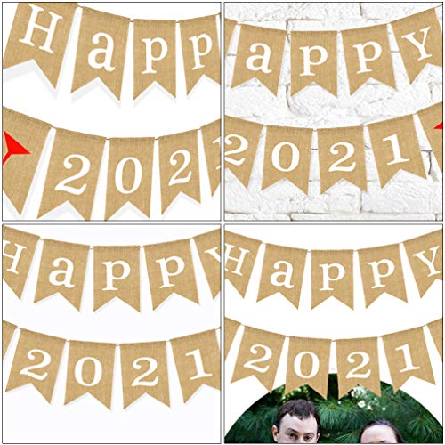 KESYOO Banner de Ano Novo 2021 Papel de Banner de Feliz Ano Novo Guirlanda de Feliz Ano Novo 2021 Su
