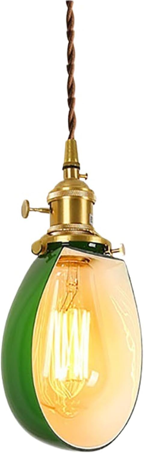 Lámpara de araña de Cristal Verde Esmeralda de Estilo Industrial Retro, lámpara de latón japonés, Cables Colgantes Ajustables de bajo Consumo, Oficina, Comedor, lámparas de Estudio