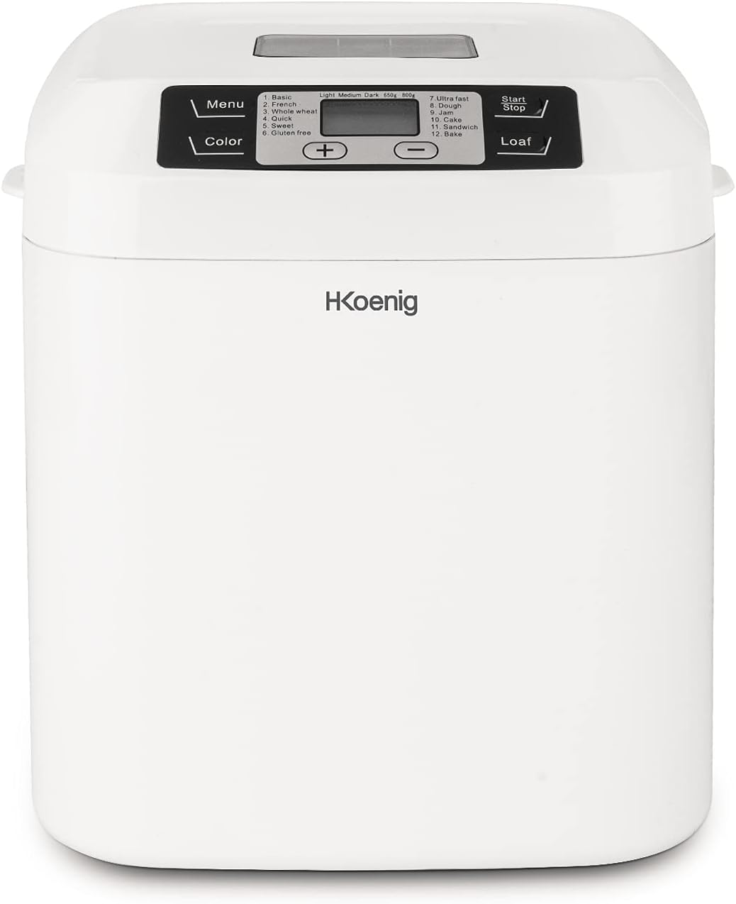 H.Koenig BAKE320 Macchina per il Pane, 12 Programmi,1 Senza Glutine,Mantenimento a Caldo,Schermo LCD,550W,3 livelli di doratura,Partenza Ritardata 13h H.Koenig BAKE320 Macchina per il Pane, 12 Programmi,1 Senza Glutine,Mantenimento a Caldo,Schermo LCD,550W,3 livelli di doratura,Partenza Ritardata 13h