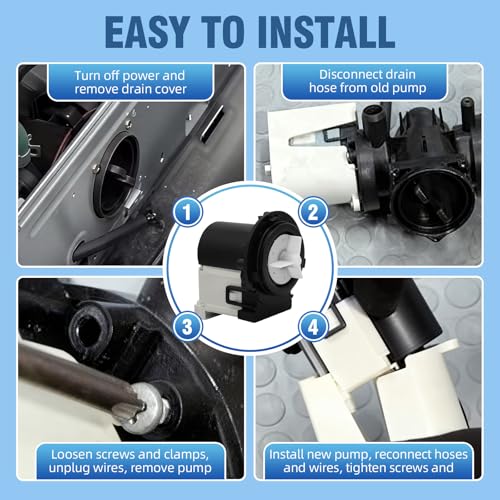 4681EA2001T Washer Drain Pump Motor Replacement for LG & Kenmore, Upgraded High-Flow Front Load Washer Drain Pump, Fits WM2101HW, WM3270CW, WM3670HWA – Replaces AP5328388, 4681EA1007G, 4681EA1007D by PRFCTTY - Used condition - Image 5