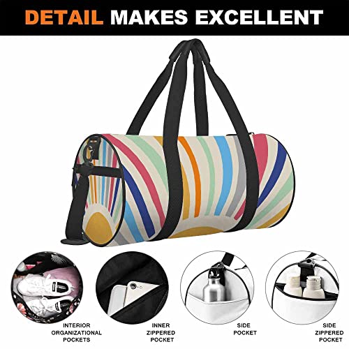Aoyego Sun Duffle Bag Abstract Scandinavian Cute Sun Retro Art Unisex Sports & Travel Bag Lightweight Weekender Overnight Bag #TOP3
