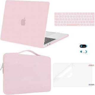 MOSISO Case for MacBook Pro, 13 inch 2023 2022-2016 M2 M1 A2338 A2289 A2251 A2159 A1989 A1706 A1708 Hard Plastic Shell Case Keyboard Shell Webcam Screen Protector Rose Quartz
