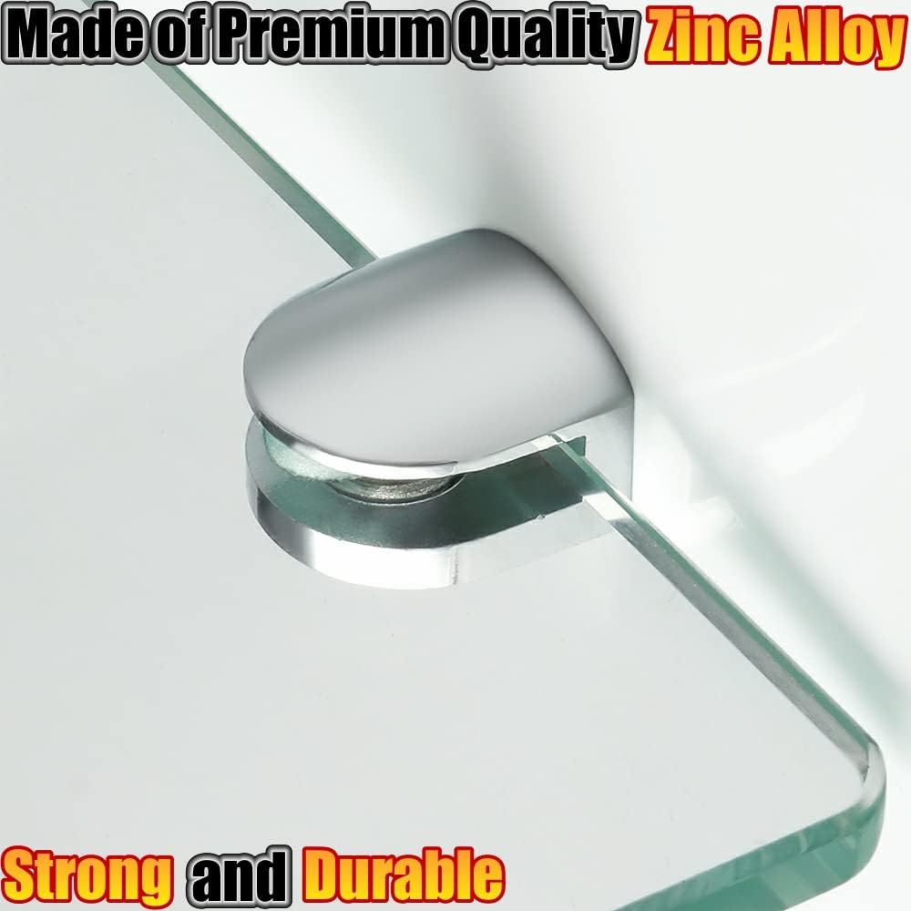 Alise Glass Shelf Bracket,Adjustable Clamp Brackets for Shelves,Wall Mount Clamps for 5-8mm Glass Shelves,Bathroom Clip Holder Support Hardware Replacement Parts,BL1010-4P Polished Chrome Pack of 4