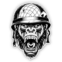 Angry Gorilla Biker - ملصق فينيل 3 بوصة - لهاتف زجاجة ماء كمبيوتر محمول - ملصق مقاوم للماء   