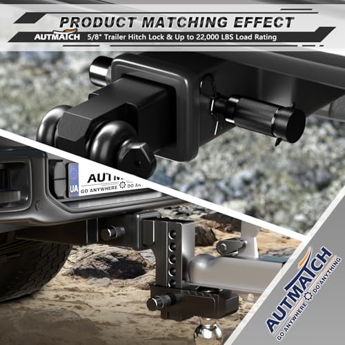 AUTMATCH Trailer Hitch Lock 5/8" - 4" Extra Long Span & Anti-Theft Hitch Locking Pin, Fits Class III IV V 2"-3.5" Receivers, Heavy Duty Towing Lock Pin for Jeep, Trailer, Truck, RV, Bike Rack, Black by AUTMATCH - Image 7