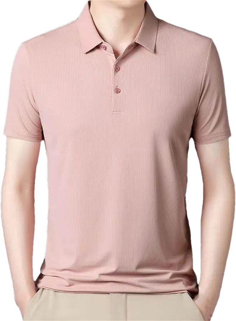 Generic Men Solid Button Polo Shirt Short Sleeve Lapel Pocket Business Casual Shirts Top