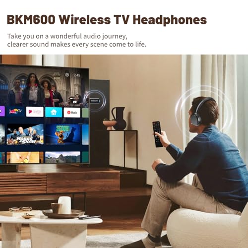 Wireless Headphones for TV Watching -BKM600 Wireless TV Headphones with Bluetooth USB Transmitter(Optical, AUX, RCA and USB Output), Plug and Play, Enhanced Volume, Gift for the Seniors/Parents, Black Wireless Headphones for TV Watching -BKM600 Wireless TV Headphones with Bluetooth USB Transmitter(Optical, AUX, RCA and USB Output), Plug and Play, Enhanced Volume, Gift for the Seniors/Parents, Black