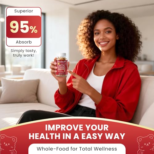 Iron Gummies for Women & Men, 4-Source Iron Supplement with Vitamin C, Folate, B12, B6 & Copper, Blood-Building & Energy Support, Gentle Iron Gummy Vitamins, Vegan Pineapple Flavor, 120 Count — view 6