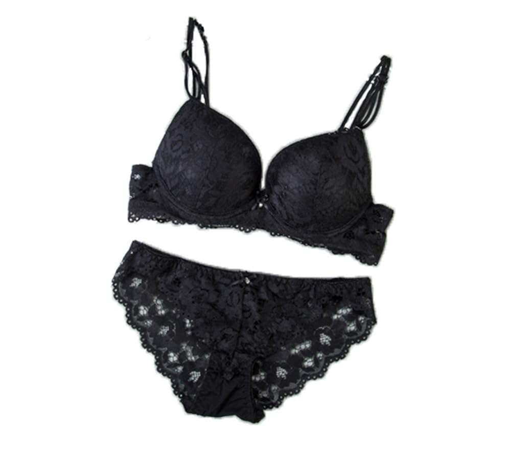 tesmezy Creation Women's Lace Push Up Underwired Solid Lingerie Set-picture-43