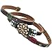 Multilayer Leather Personality Hematite Lucky Lotus Flower Snap Button Wrap Bracelet