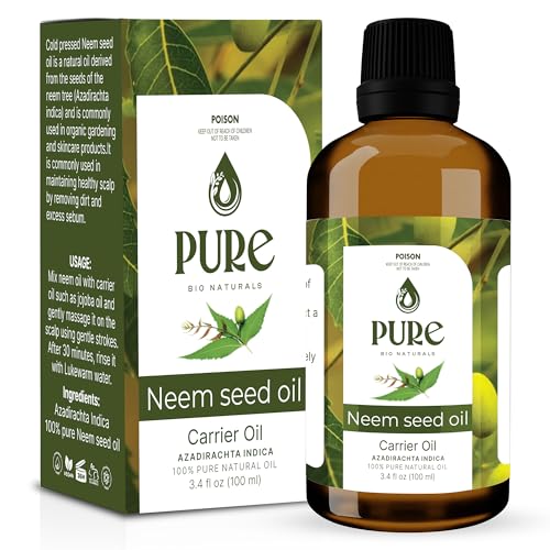 Pure Bio Naturals Neem Seed Oil – 100% Pure Cold-Pressed | Natural Remedy for Skin & Hair | Garden & Plant Care Insect Control | Vegan, Hexane-Free (100ml)