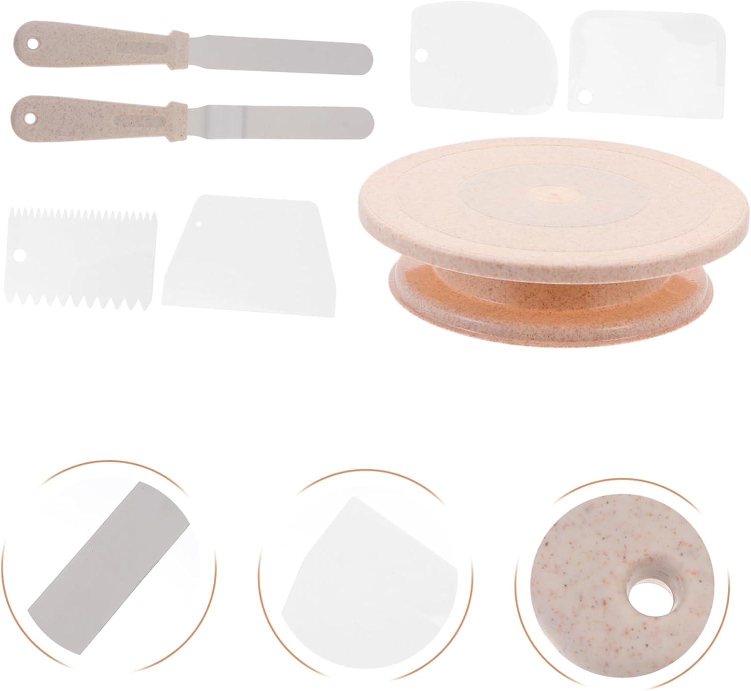 LABRIMP Cake Decorating Turntable Set Rotating Platform with Smooth Surface for Easy Icing Design for Baking Lovers and Beginners Wheat Color