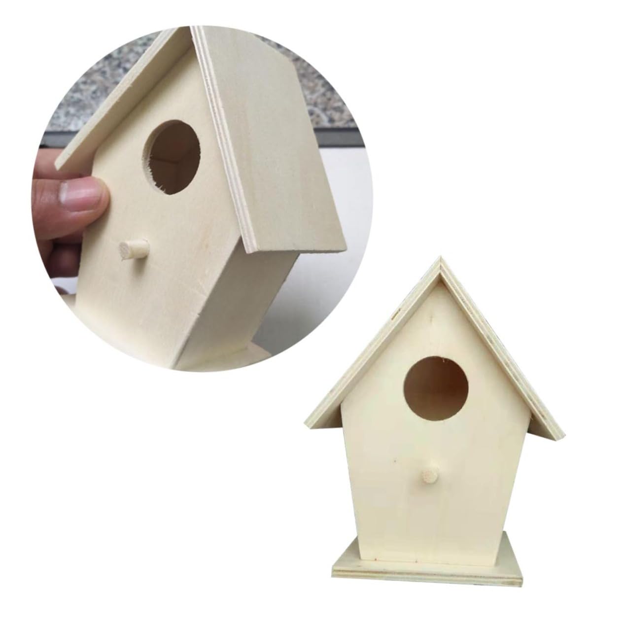 Abaodam Wooden Bird House DIY Kit for Outdoor Decor Educational Woodcraft Nesting Box for Swallows Garden Hanging Decoration Wood Color