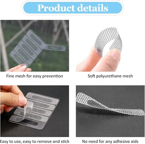 200-teiliges Fliegennetz-Reparaturset, Moskitonetz, Fliegengitter, Insektennetz-Reparaturset, Klettverschluss, selbstklebender Insektenschutz, Fenster-Moskitonetz, Grau