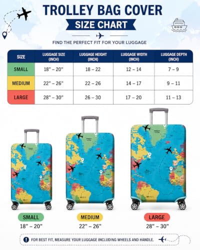 Image of Printed Luggage Cover for Traveling Bag & Suitcase - Stretchable & Scratchproof Trolley Protector with Velcro Lock & Lightweight Washable Material(Suitcase Bag Not Included, Only Cover in Product)