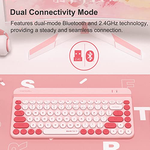 Bloody Fbk30 Multi-Device Quietkey Wireless Keyboard, 2.4G And Bluetooth Dual Mode, Up To 4 Devices, Portable With Integrated Stand For Mac Ios Windows Android (Raspberry) #TOP1