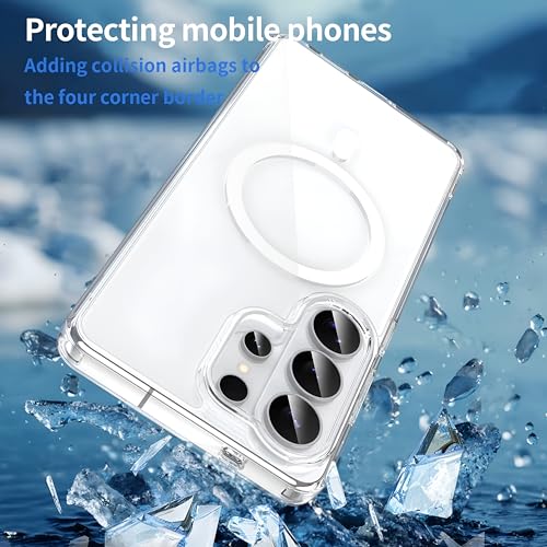 Image of Clear Case for Samsung Galaxy S26 Ultra with Magnetic Ring Compatible with MagSafe, Hybrid Shockproof Transparent Back Cover (Hard PC Back + Soft TPU Bumper)