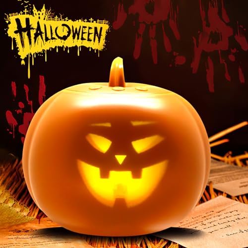 SULOLI Set De 3 Gyroscopes Halloweens Avec Lumières LED Et Musique – Citrouille, Crâne – Jouet Tournant ABS Dès 3 Ans