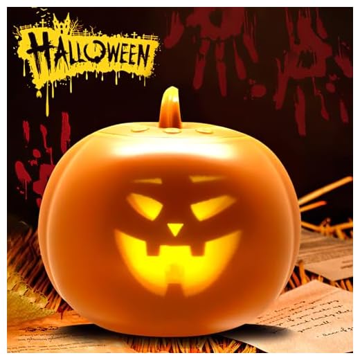 Halloween Kürbis Laterne Dekoration, Halloween Kürbisprojektor, singende sprechende Kürbis animatronische Kürbisse gruselig Spielzeug Witze Kürbis Lampen mit 8 Gesichtsausdrücken für Halloween