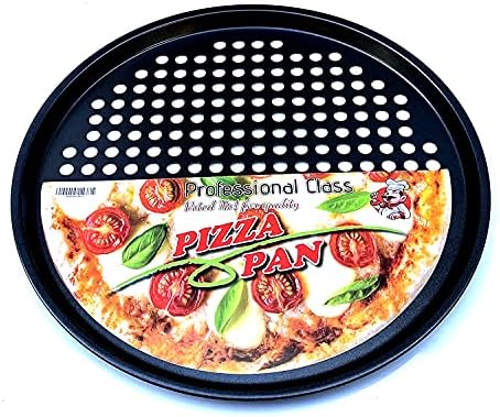 Pizza Pan with holes -Nonstick Carbon Steel Pizza Pan, Pizza pans，Pizza Tray Bakeware Perforated Round For Home Kitchen - PROFESSIONAL CLASS 32.5CM Diameter 12 3/4" INCHES with Fast Crisp Technology