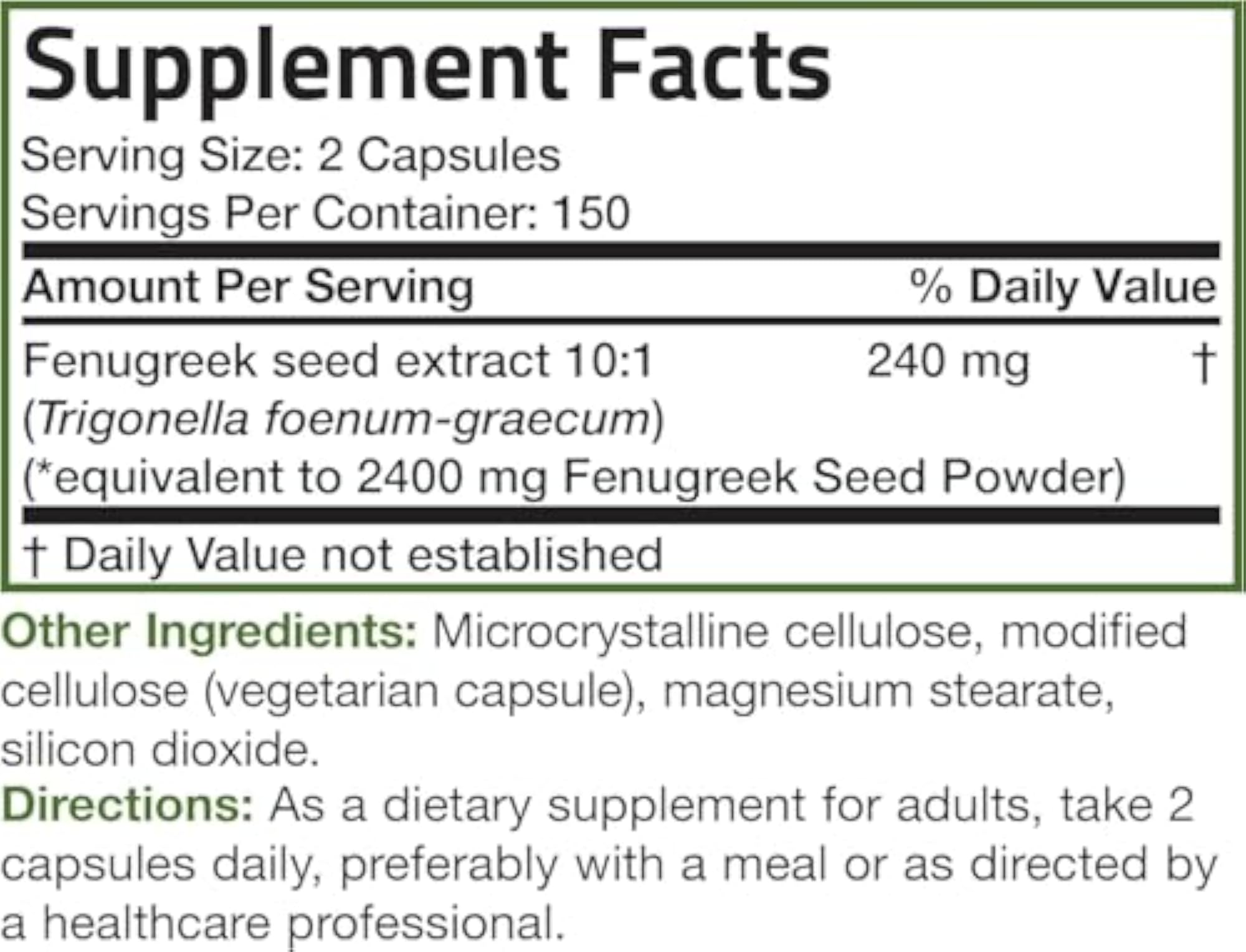 Fenugreek Seed Powder Capsules Extra Strength, 300 Capsules