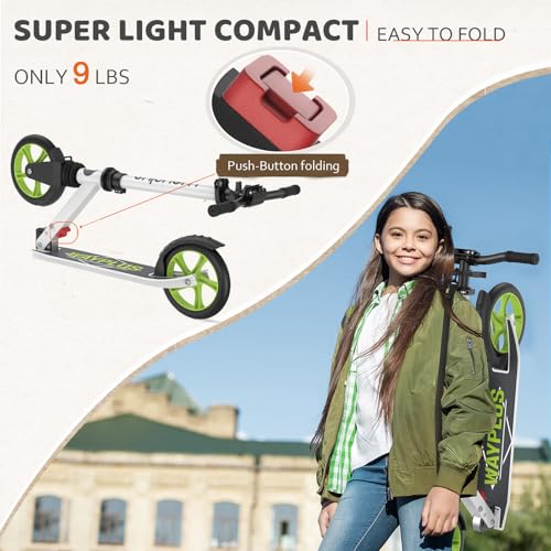 Image of WAYPLUS Kick Scooter for Ages 6+,Kid,Teens & Adults.8 Big Wheels,240lb