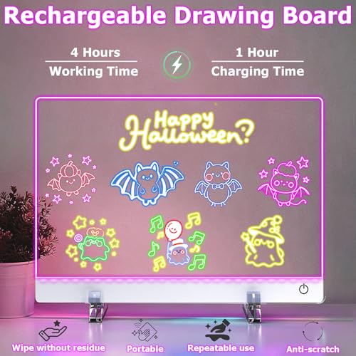 16.8-Inch Led Drawing Board for Kids: Rechargeable LED Drawing Tablet with 7 Colors&3 Dynamic Modes Dry Erase Boards Light Up Drawing Board Toys Birthday Gifts for Grandkids Girls Teens