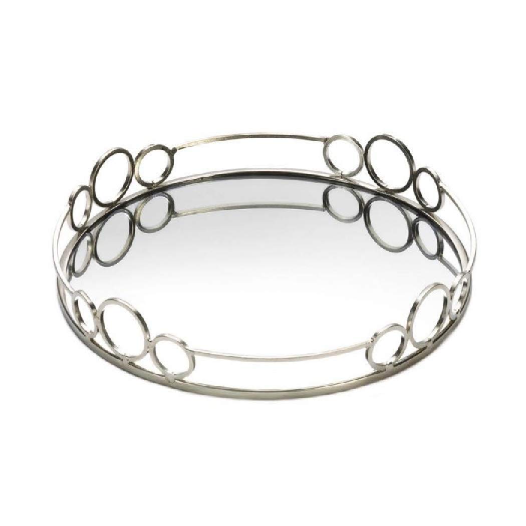 Accent PlusSilver Circles Mirrored Tray, White