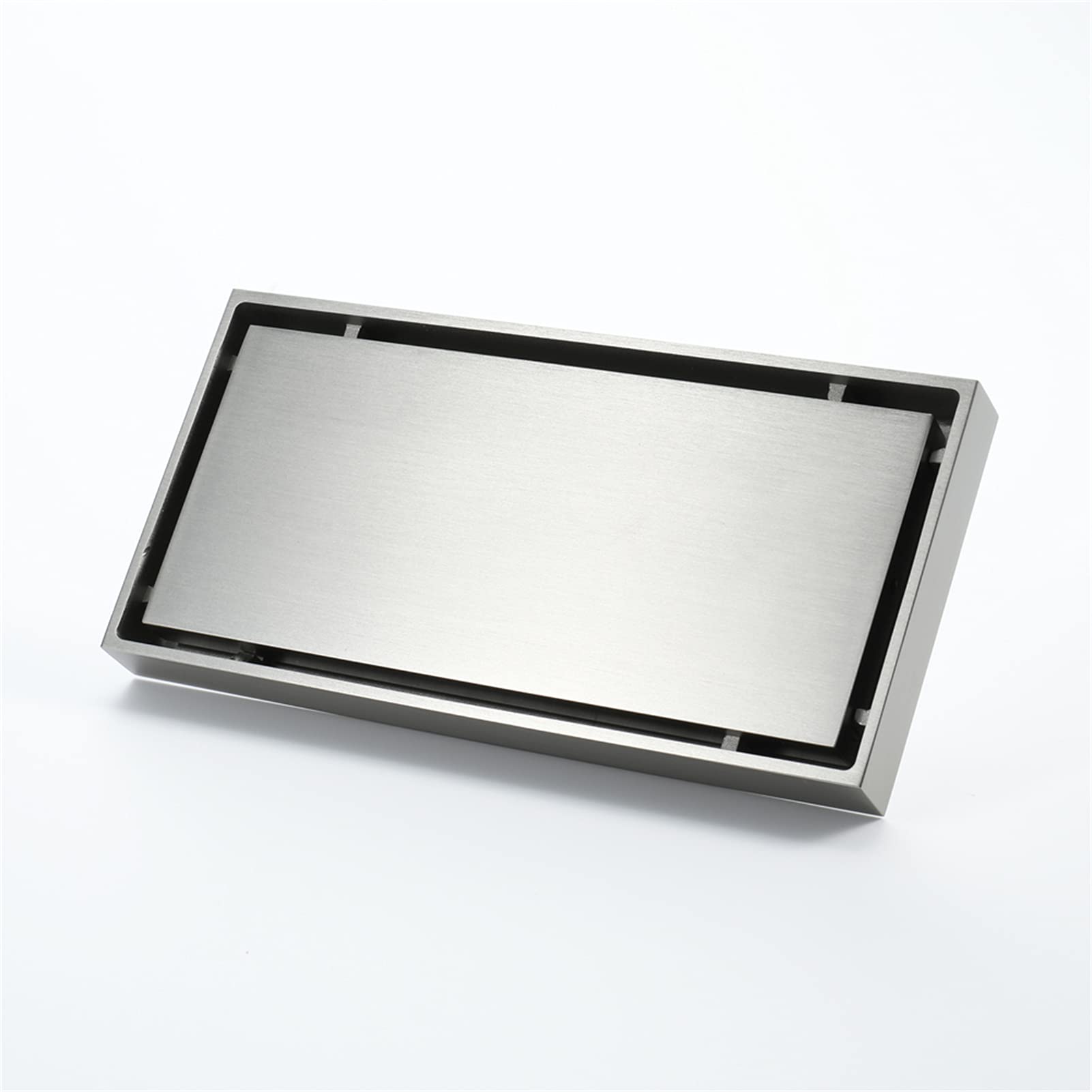 Scarico doccia nichel spazzolato, scarico a pavimento doccia con griglia removibile, scarico a pavimento basso per cucina bagno, fermacapelli,Rectangular