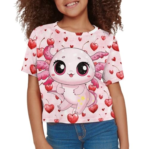 Image of Kids Crop Top Short Sleeve T-Shirts for Girls Size 5-14