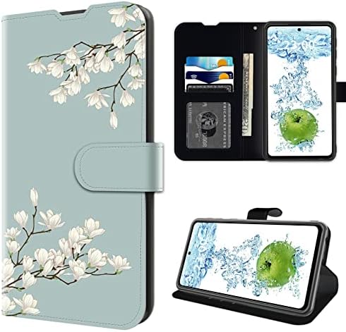 Wallet Case for Wiko Life 3 U316AT with Credit Card Holder for Women Men, PU Leather Kickstand Card Slots Double Magnetic Clasp Durable Shockproof Flip Cases for Wiko Life 3 U316AT, White Flowers