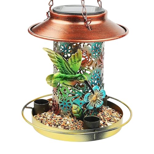 Mangeoire à oiseaux solaire suspendue lanterne LED décor éclairage extérieur - 2