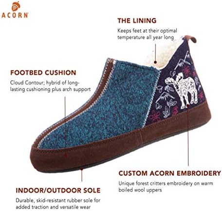 Acorn womens Forest Bootie Slipper, Navy Blue Mouse, 6.5-7.5 US | Image 5