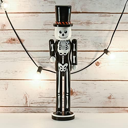 511FZGl4OaL._AC_ Ornativity Christmas Scary Skeleton Nutcracker, Black and White Wooden Day of the Dead Skeleton Nutcracker Man with Cylinder Hat Xmas and Halloween Theme Holiday Nutcracker Doll Figure Decorations