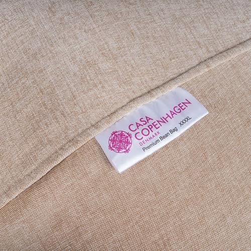Image of Casa Copenhagen Premium Designer Fabric Bean Bag Chair, Filled with Beans | Capacity: Upto 7 Ft Height, 200 KG Weight | 4XL | Dark Cream