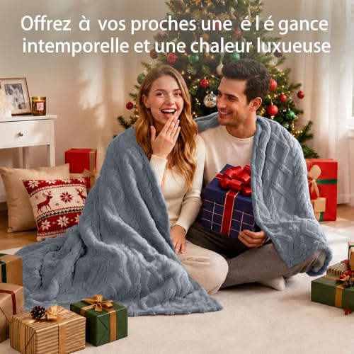Aheadpret Couverture Chauffante 150x200cm, Couverture Douce Lavable,Gris – vue 7