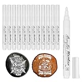 Marqueur Peinture Blanc, 12 Pack 2mm Marqueurs Blancs Permanents, Stylos De Peinture Acrylique, Feutre Craie Waterproof, Stylo Feutre Blanc Pour Galet, Verre, Metal, Pneu, Bois, Textile