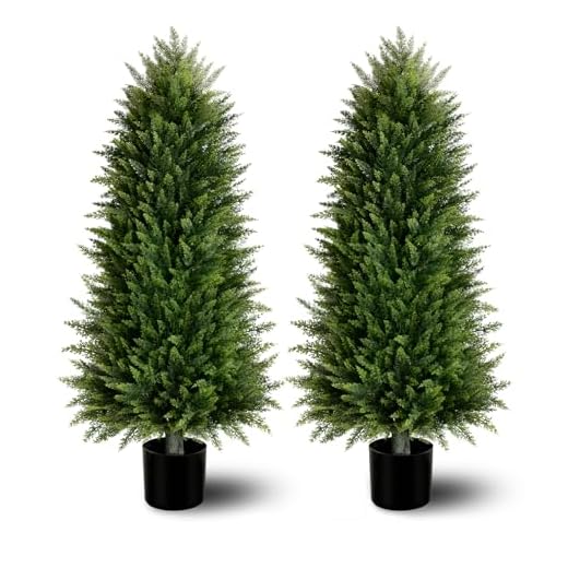 Set of 2 Artificial Cedar Topiary Trees