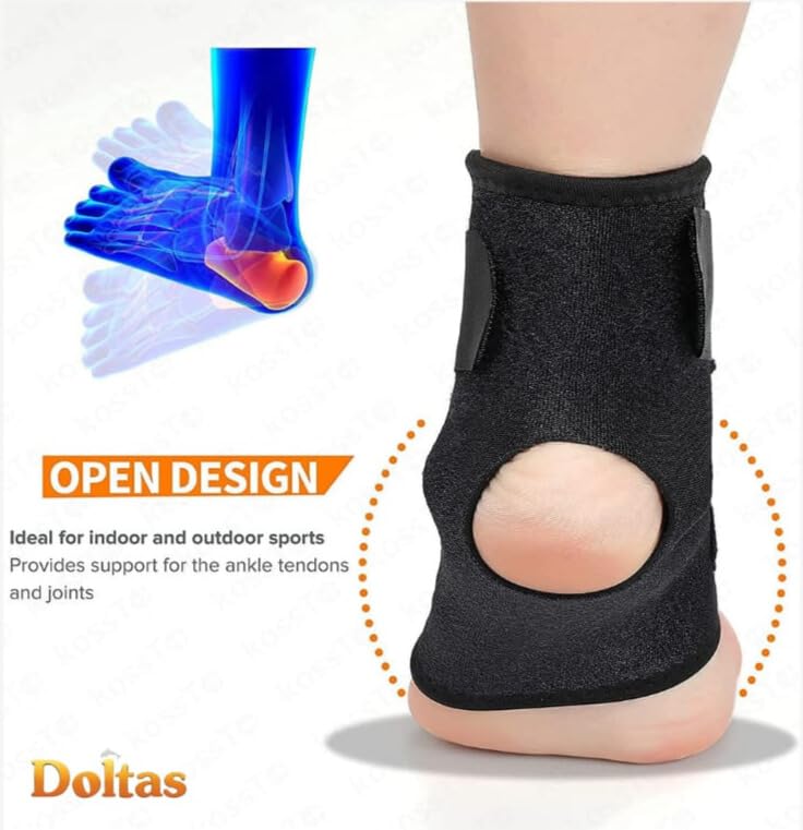 DOLTAS Premium Ankle Compression Brace, Adjustable Support Brace for Foot Care, Sprain, Injury, Ankle Protection Guard Helpful In Pain Relief And Recovery | For Men & Women (Black) (Pack of 1) - Image 2 thumbnail