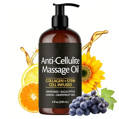 Anti Ce-llulite Massage Oil - Body Oil for Women After Shower - Firming Body Oil with Plant-Based Ingredients - Moisturising Smooth Daily Spa Relaxation for Legs & Full Body - 240ML
