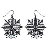 Lux Accessories Black Spider Web AB Stone Halloween Costume Dangle Earrings