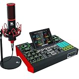 Podcast Equipment Bundle, tenlamp G10 USB Audio Interface with DJ Mixer and Sound Board, 48V XLR Con