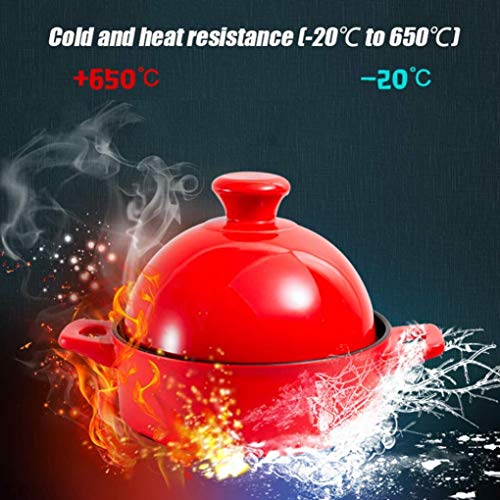 Myyingbin Red Moroccan Tagine Pot Lead Free Clay Casserole With Lid, Heat-Resistant Ceramics Stewpot For Cooking #TOP2