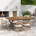 RoyalCraft Outdoor Dining Table for 6, 59" x 35" Rectangular Patio Dining Table, Aluminum Outdoor Table with Adjustable Foot Pads, Patio Furniture for Garden, Backyard, Poolside, or Indoor, Natural