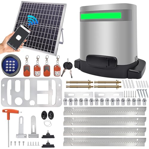 1800lb Solar Sliding Gate Opener with Remote and Battery