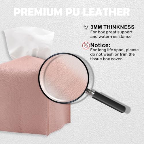 UBRAVE Tissue Box Cover, Square PU Leather Tissue Holder, Square Napkin Dispenser for Home, Hotel, Office, Vanity and Restaurant - 5 Inch Cube - 1 Pcs Pink - Cosy Home Interiors UBRAVE Tissue Box Cover, Square PU Leather Tissue Holder, Square Napkin Dispenser for Home, Hotel, Office, Vanity and Restaurant - 5 Inch Cube - 1 Pcs Pink - Image 4