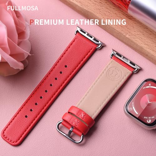 Image of Fullmosa Compatible Apple Watch Band 49 /46 /45 /44 /42 /41 /40Premium Genuine Leather Replacement Strap, Compatible with Apple Watch Series Ultra3 /2 /1 SE3 /2 /1 11 /10 /9 /8 /7 /6 /5 /4 for Men and Women