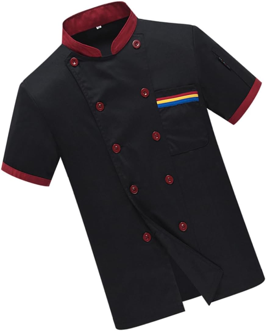 Catering Jackets Casual Loose Chef Clothing Short Sleeve Chef Jacket Chef Coat Black