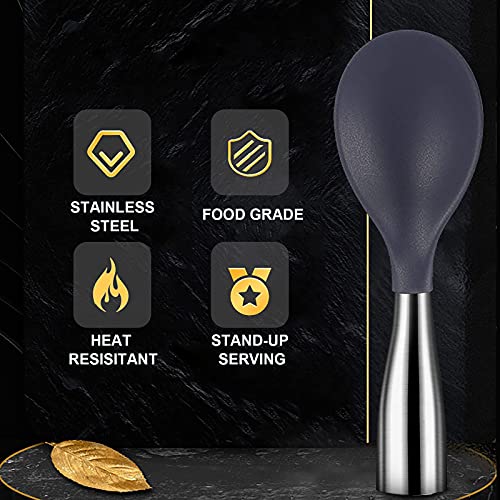 Ahouger Rice Paddle, Standing Rice Spoon With Stainless Steel And Silicone, Durable Rice Serving Spoon, Not Rust Rice Scooper, Non-Stick Rice Spatula #TOP5